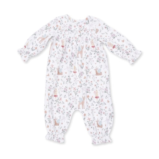 Angel Dear Enchanted Woodland Smocked Long Sleeve Romper