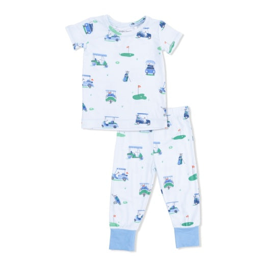 Angel Dear Vintage Golf Carts Blue Short Sleeve Loungewear Set