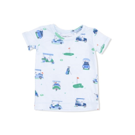 Angel Dear Vintage Golf Carts Blue Short Sleeve Loungewear Set