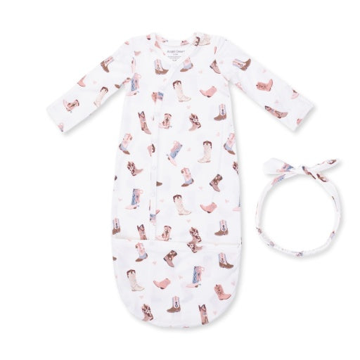 Angel Dear Buckarette Boots Bundle Gown and Knot Headband