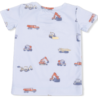 Angel Dear Construction Vehicles - Short Sleeve Loungewear Set | Gray, Blue