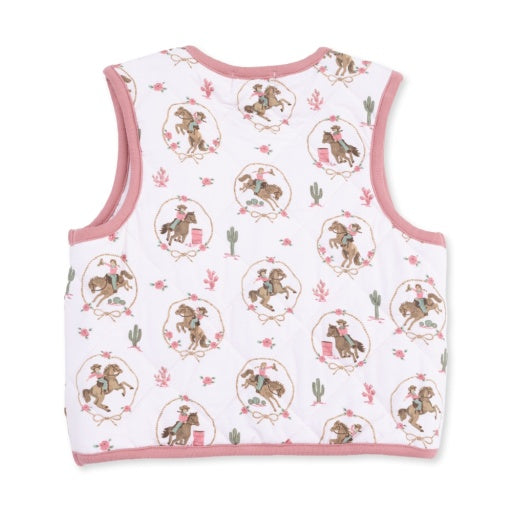 Angel Dear Cowgirl Cameos Quilted Vest with Heart Pockets