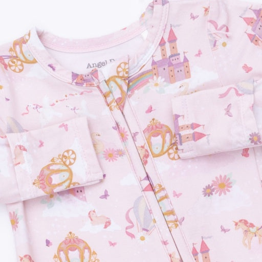 Angel Dear Princess Unicorns and Castle 2 Way Ruffle Back Zipper Footie