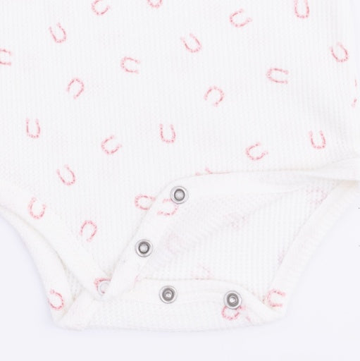 Angel Dear Little Horseshoes Pink Long Sleeve Bodysuit