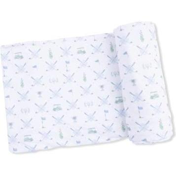 Angel Dear Golf Trellis Blue - Swaddle Blanket | White, Blue