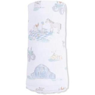Angel Dear Farm Animal Party - Swaddle Blanket | White