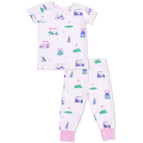 Angel Dear Vintage Golf Carts Pink - Short Sleeve Loungewear Set | Pink