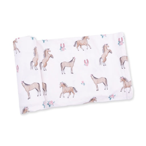 Angel Dear I Love Horses Swaddle Blanket