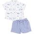 Angel Dear Baby Golf Carts Blue - Polo Button Up with Casual Short | Ivory, Blue