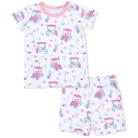 Angel Dear Golf Carts And Flowers - Loungewear Short Set | White