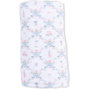 Angel Dear Golf Trellis Pink - Swaddle Blanket | White, Pink
