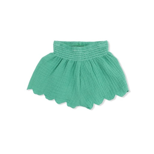 Angel Dear Solid Muslin Ming Green Scallop Short
