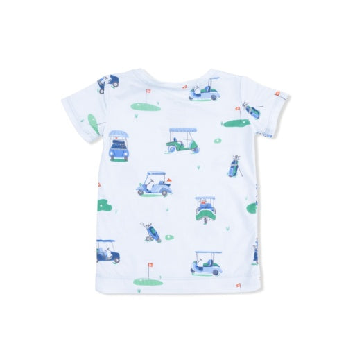 Angel Dear Vintage Golf Carts Blue Short Sleeve Loungewear Set