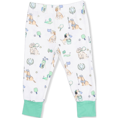 Angel Dear Country Club Dogs Neutral - Short Sleeve Loungewear Set | Ivory, Green