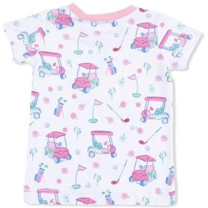 Angel Dear Golf Carts And Flowers - Loungewear Short Set | White