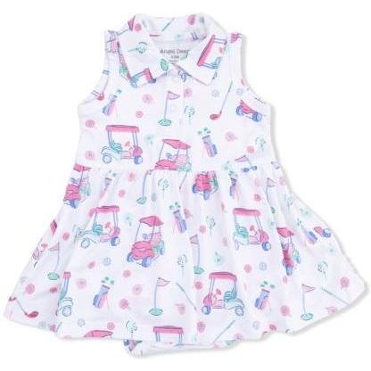 Angel Dear Golf Carts And Flowers - Polo Tennis Dress | White