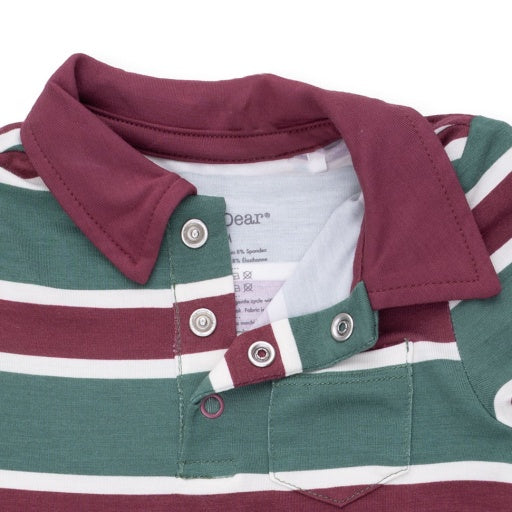 Angel Dear Rugby Stripe Green Polo Romper
