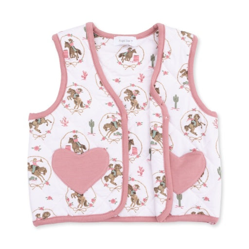 Angel Dear Cowgirl Cameos Quilted Vest with Heart Pockets