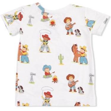 Angel Dear Vintage Cowboys - Short Sleeve Loungewear Set | Off White