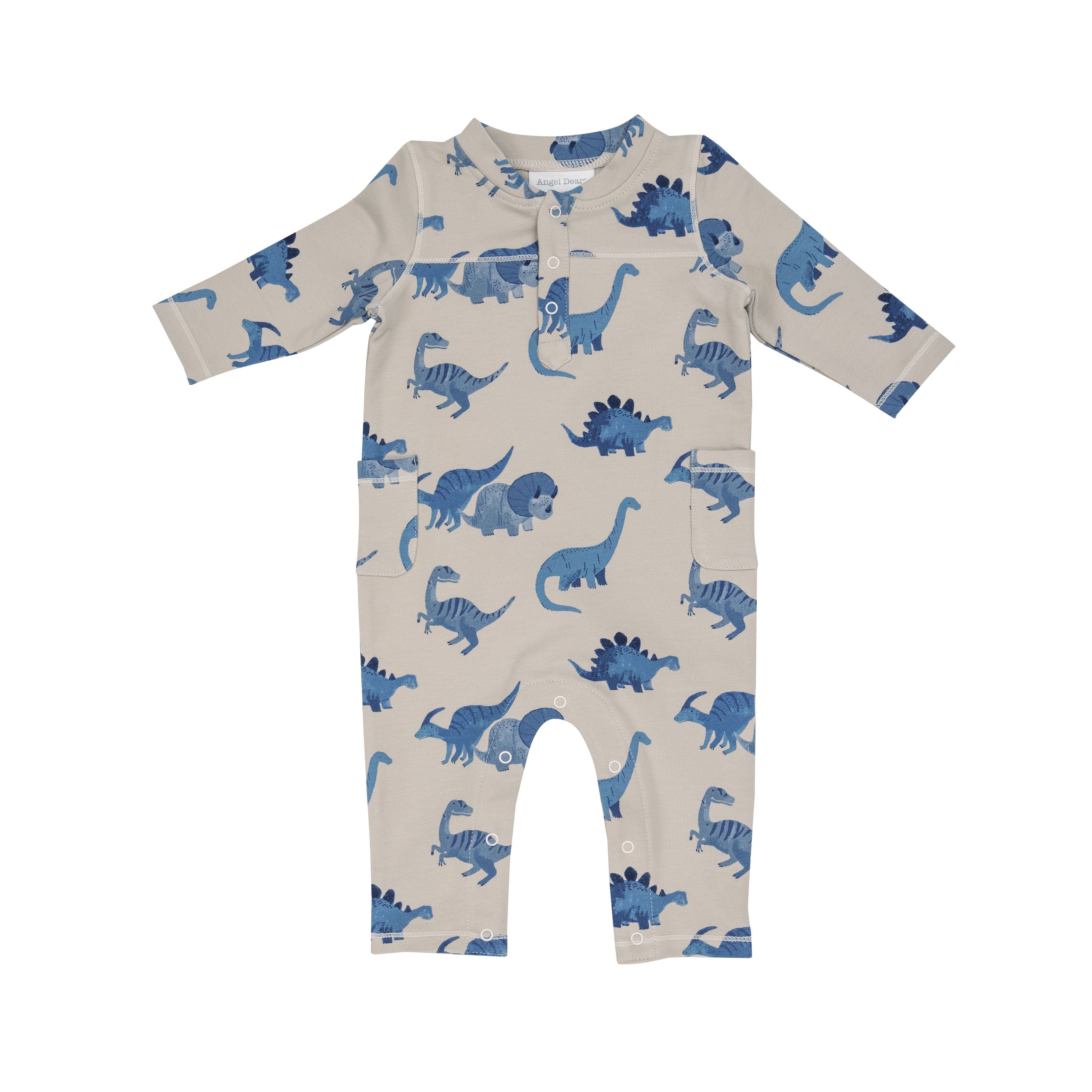 French Terry Romper- Dino Blue
