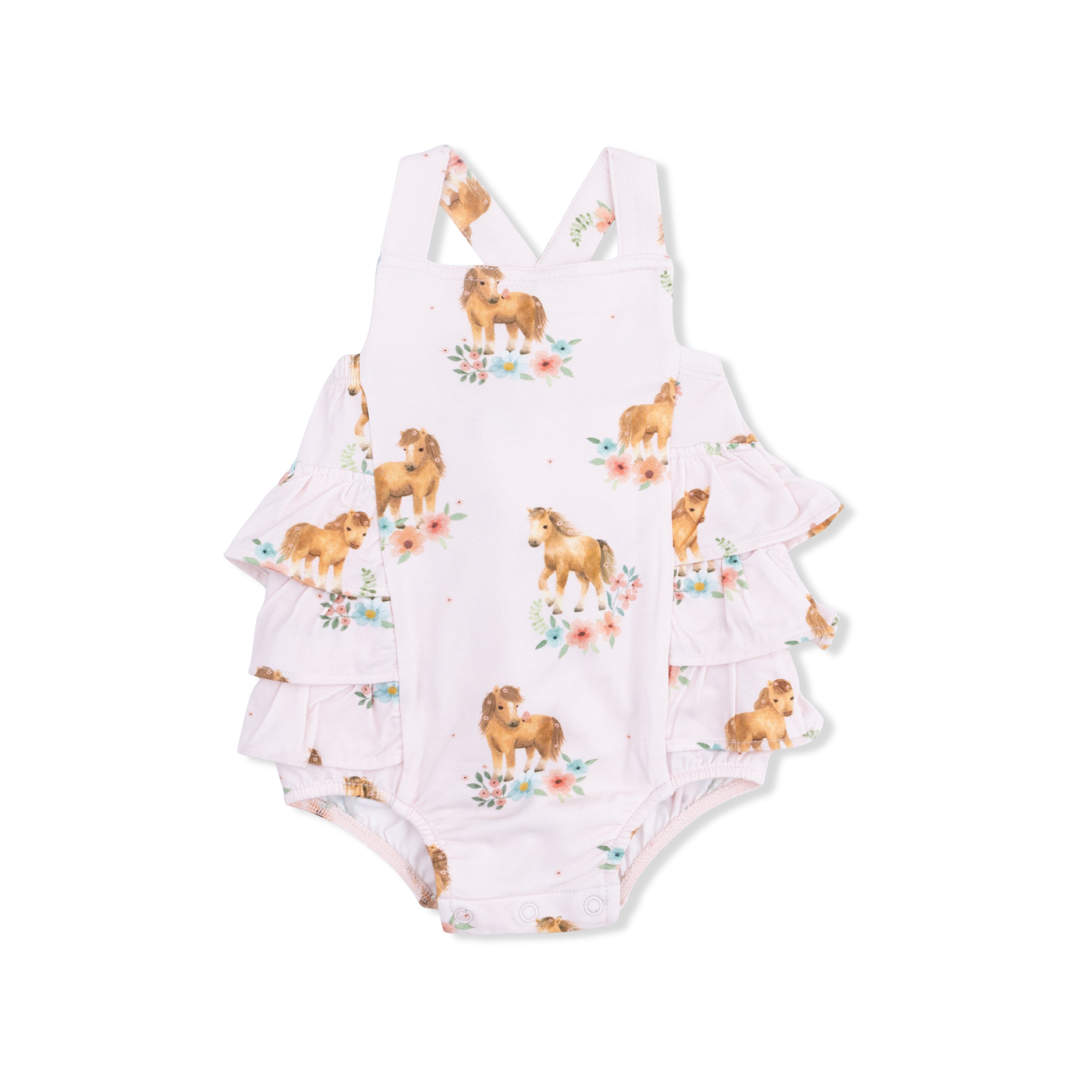 Pink Ponies - Ruffle Sunsuit S26