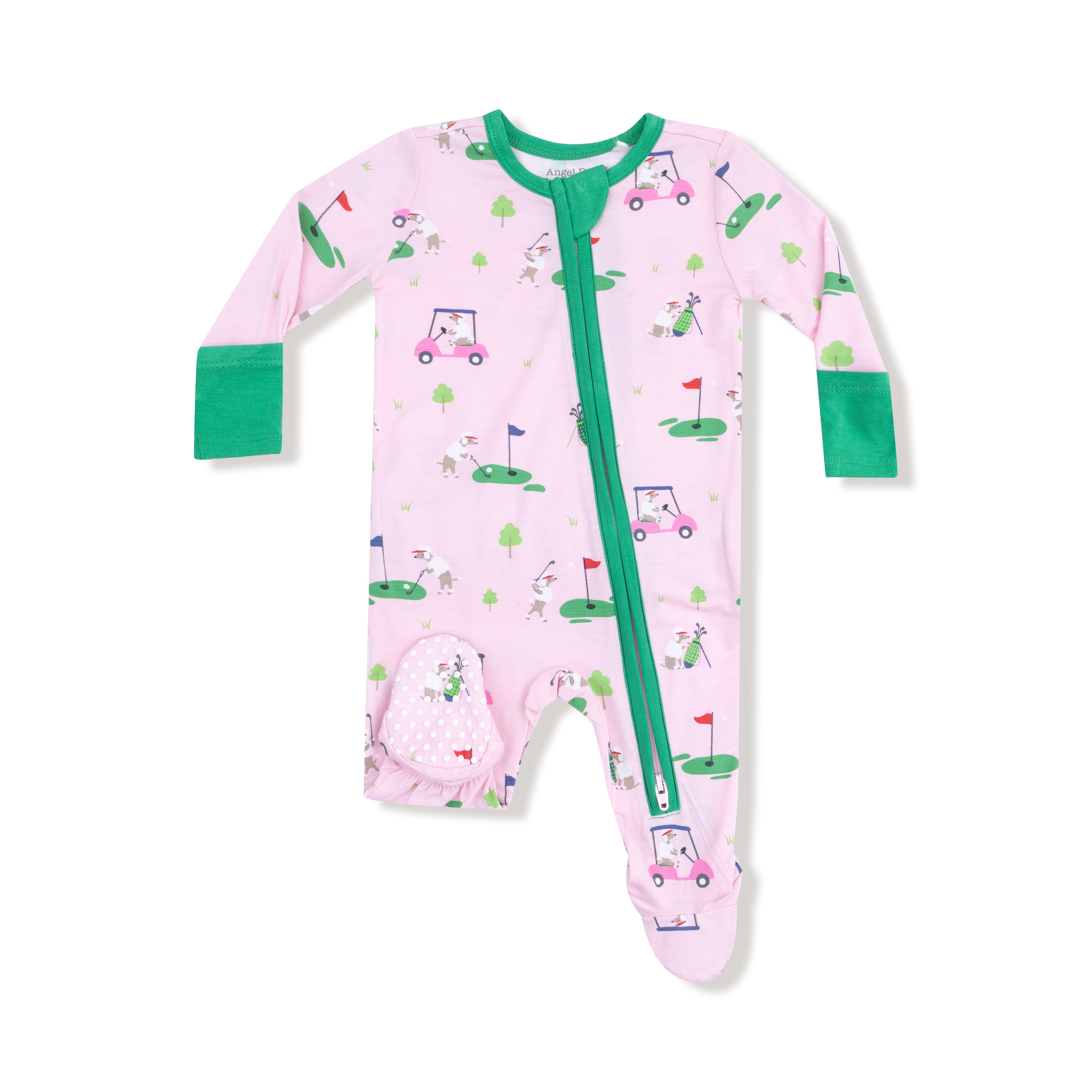 Dog Gone Golf Pink 2 Way Zipper Footie W25