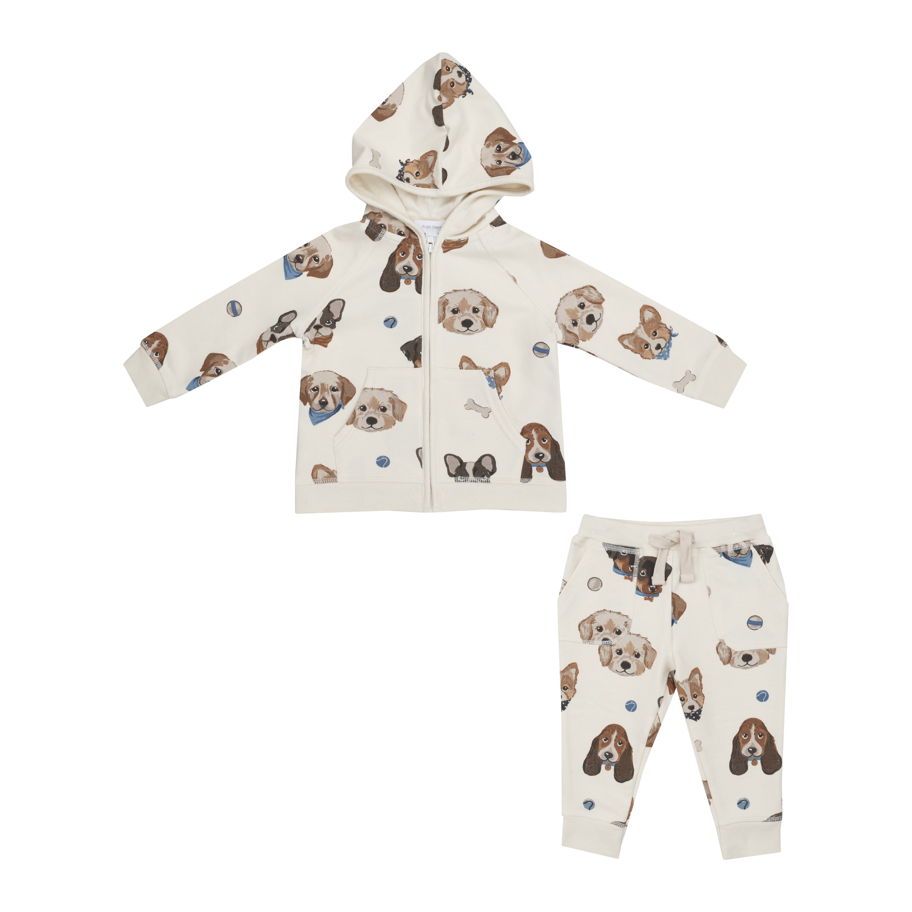 French Terry Vintage Puppy Faces - Hoodie And Jogger F24