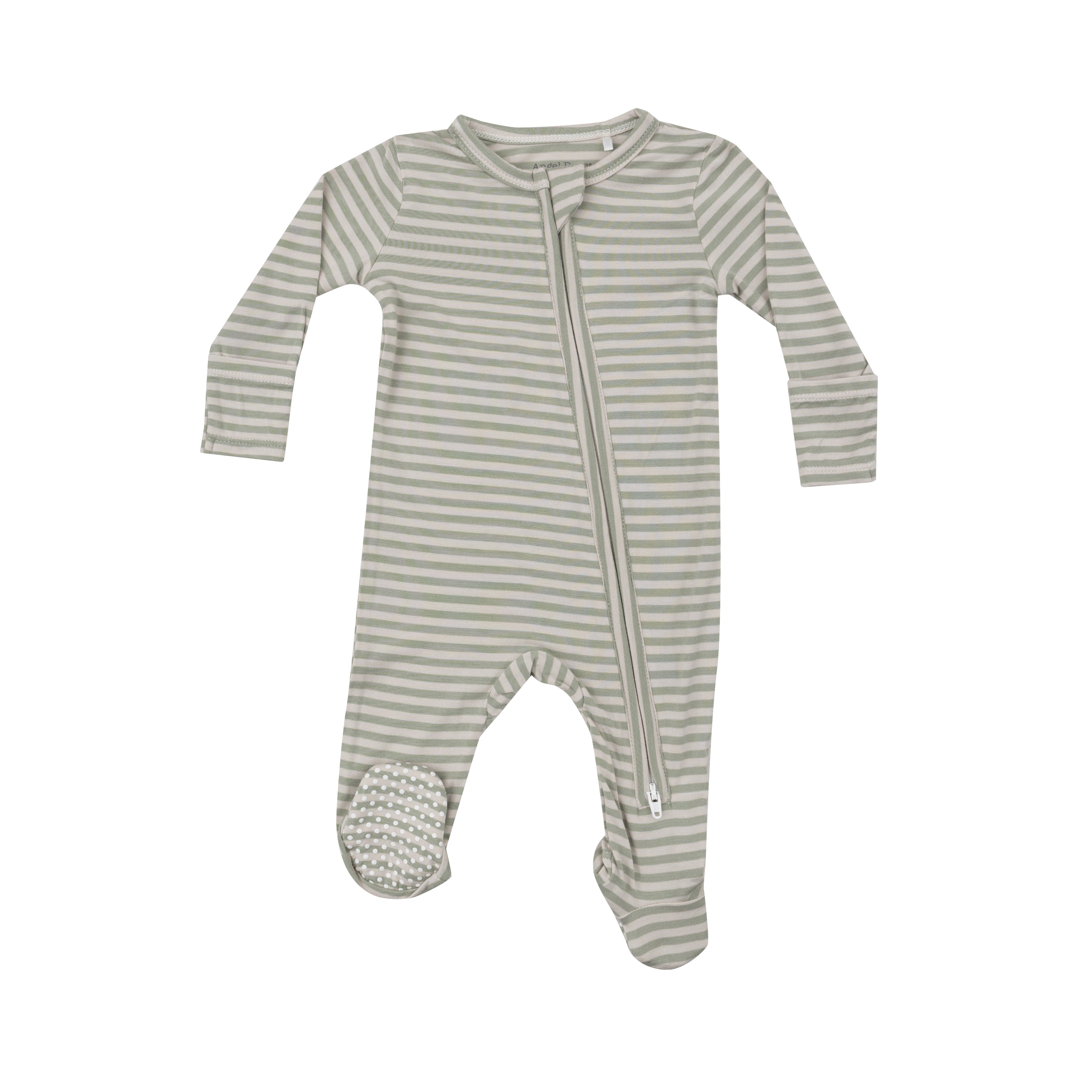 Zipper Footie- Desert Sage Stripe F24