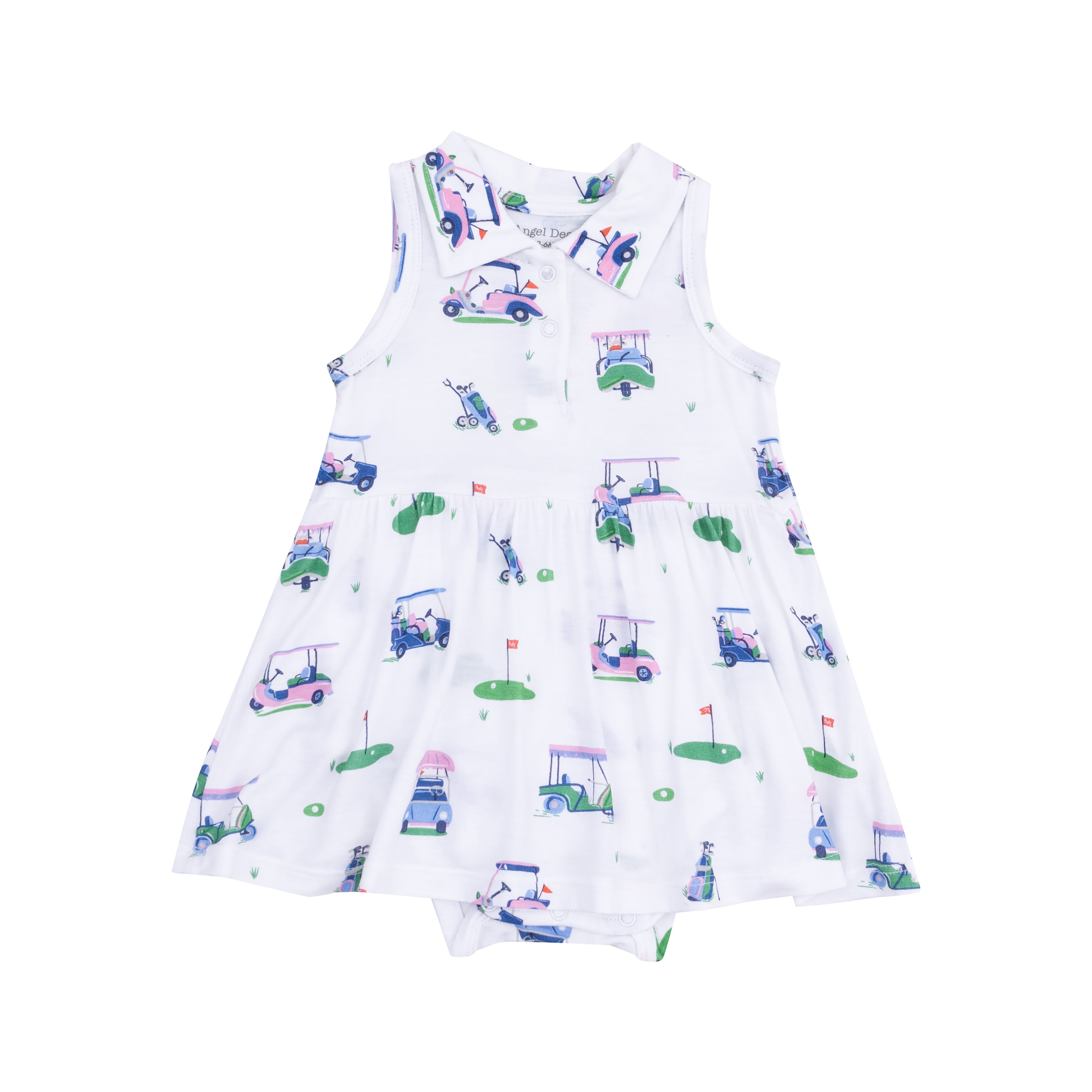 Vintage Golf Carts Pink Polo Collar Bodysuit Dress S25