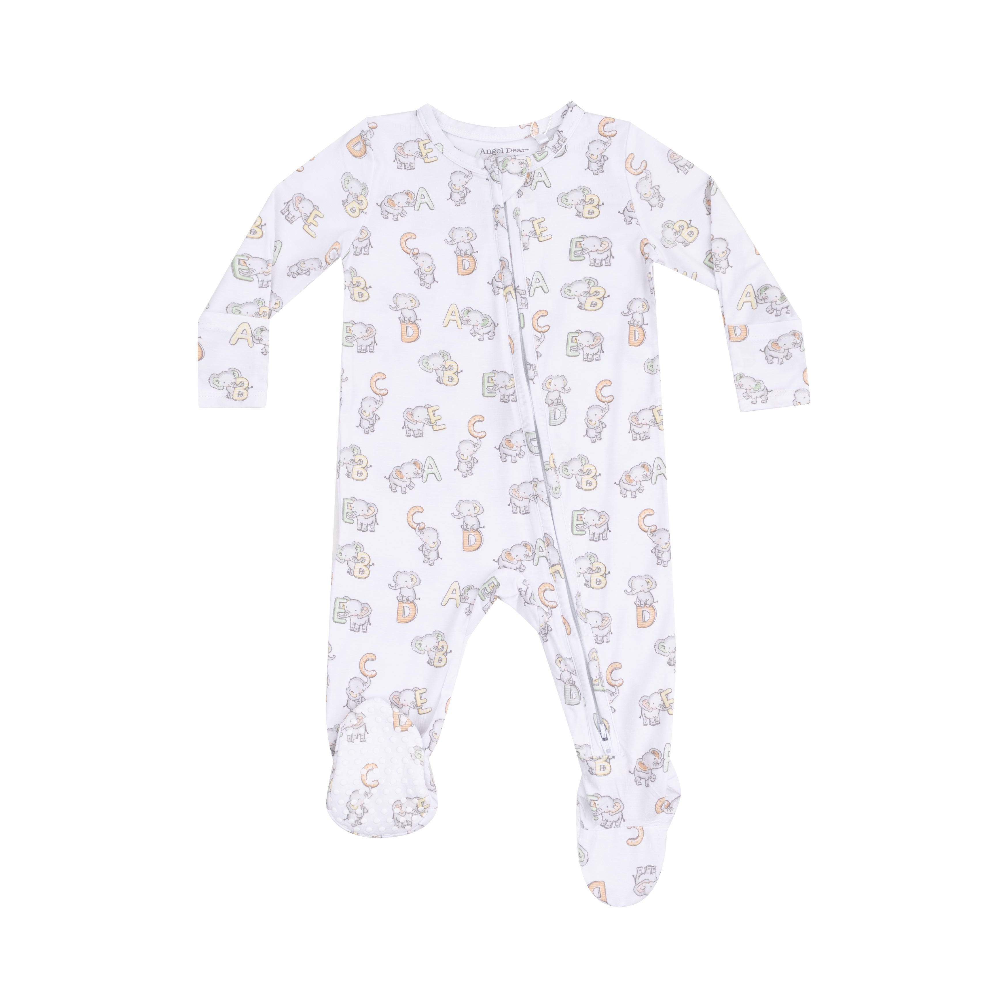 Vintage Elephant ABC 2 Way Zipper Footie S25