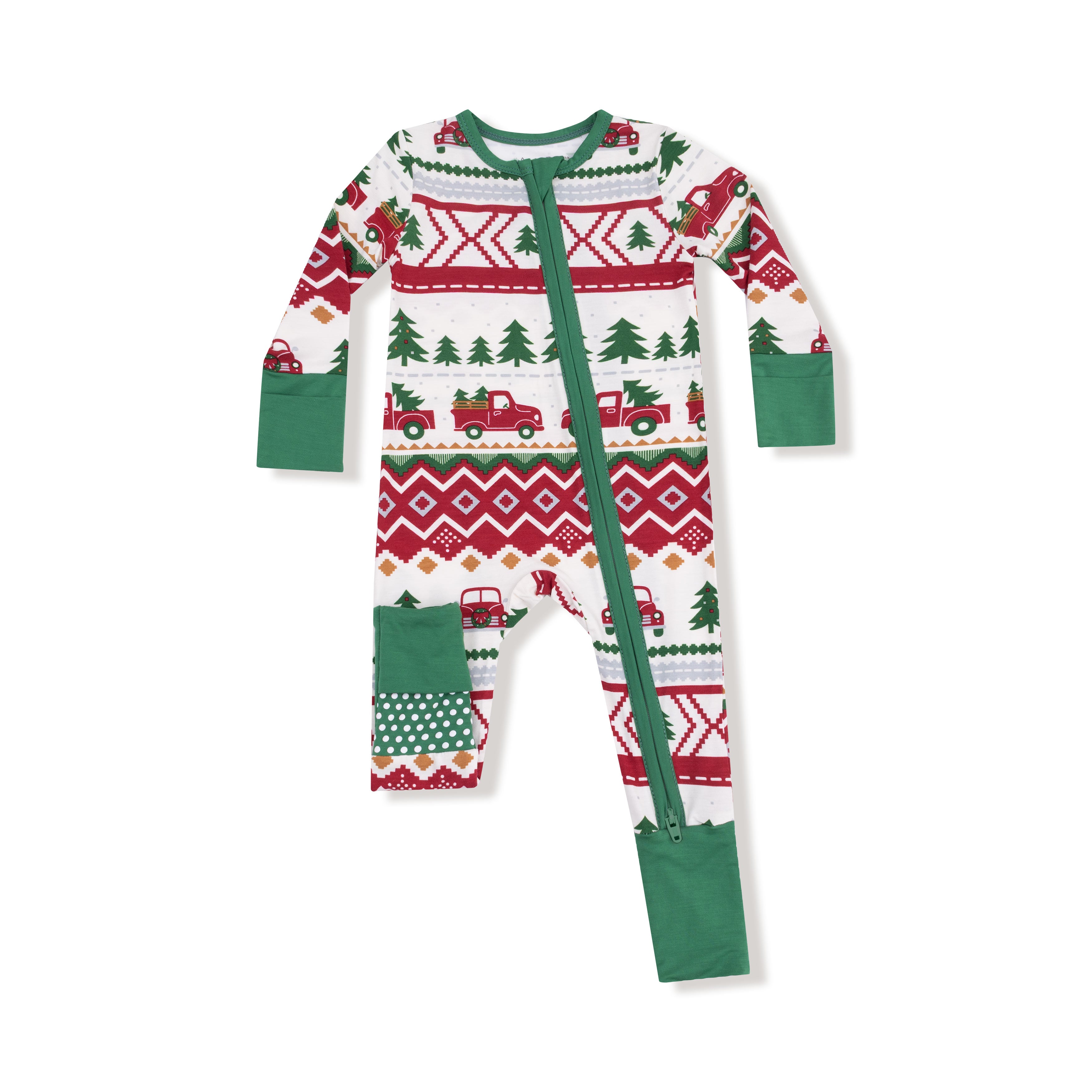 Red Truck Fair Isle 2 Way Zipper Romper W25