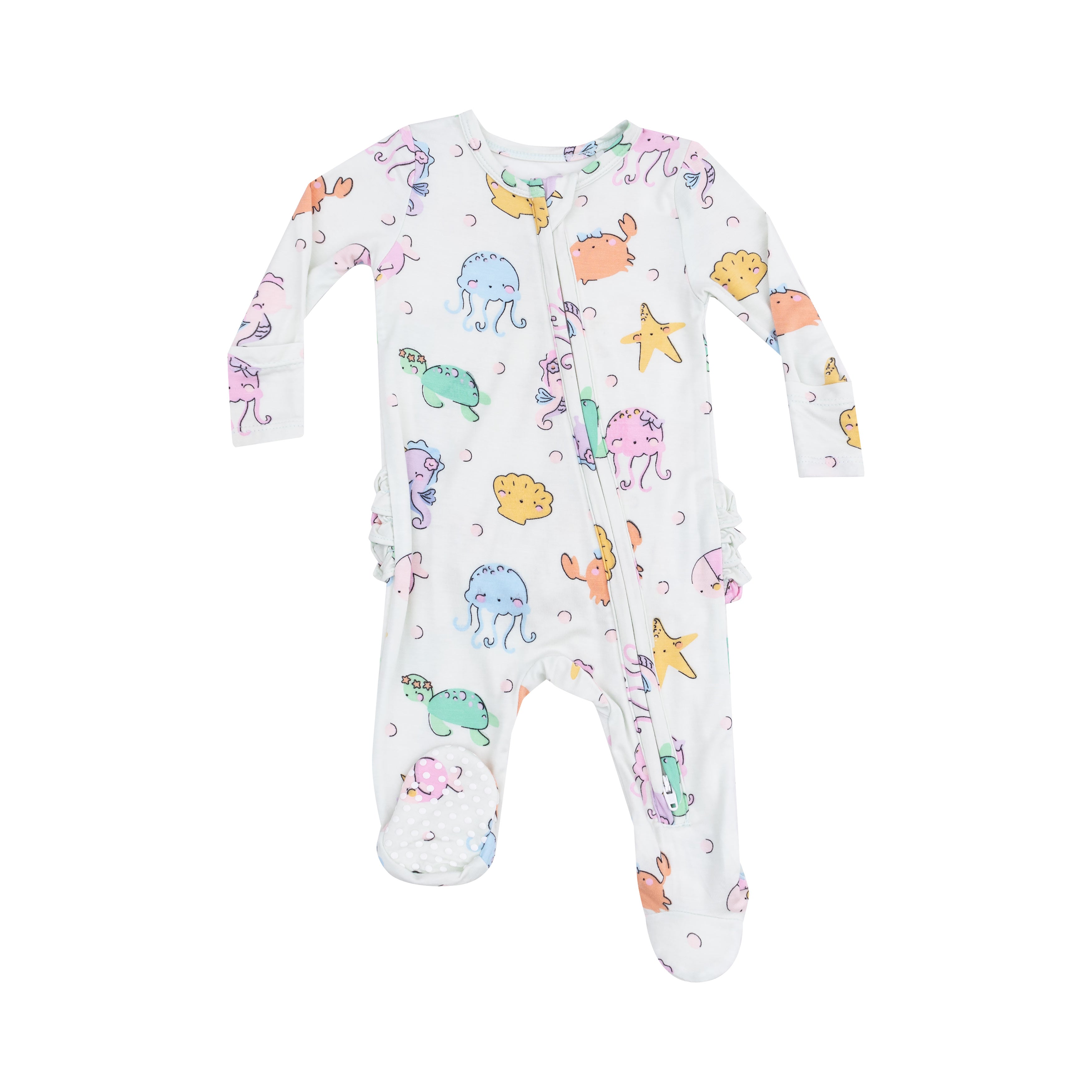 Cutie Pastel Sea Creatures 2 Way Zipper Footie S25