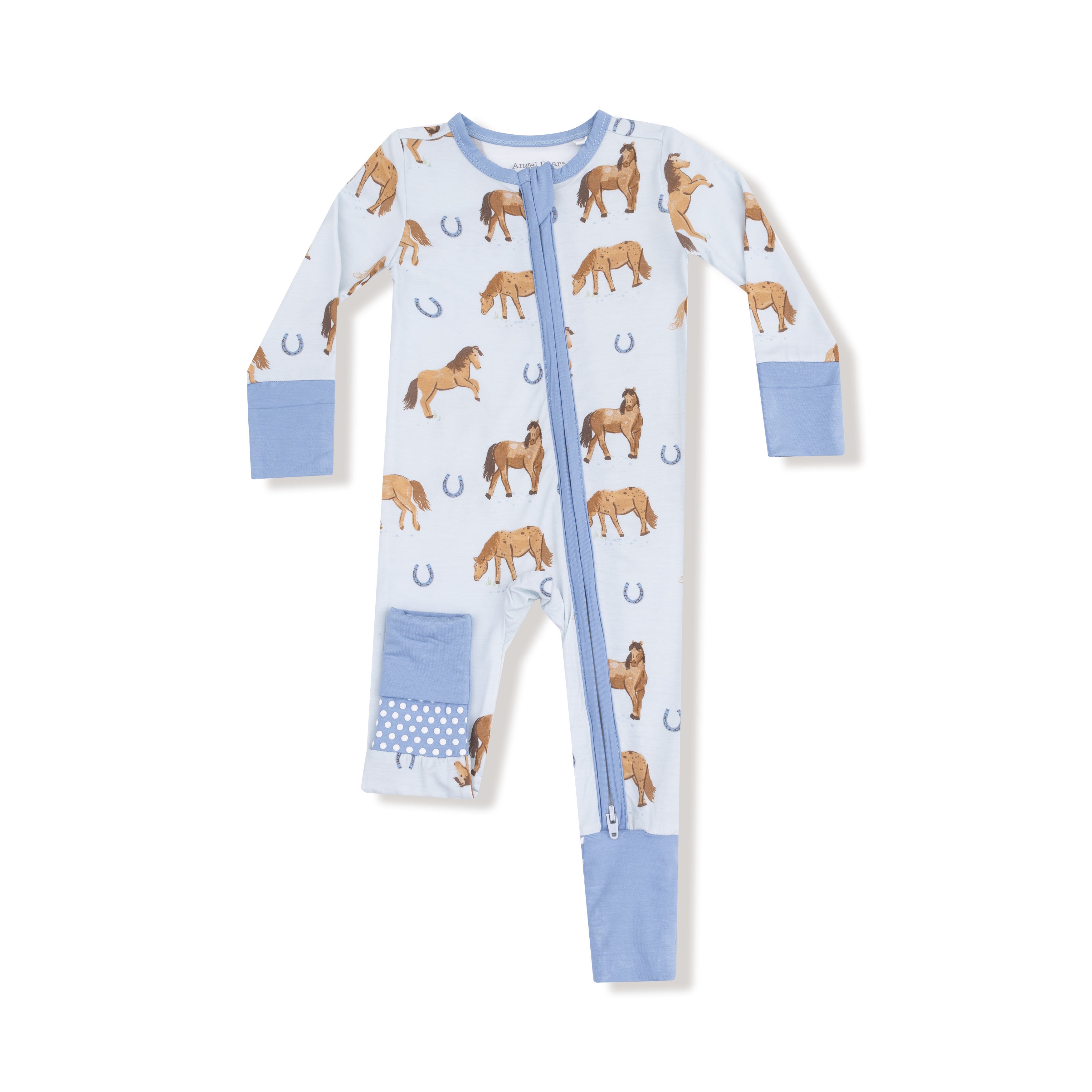 Horses Blue 2 Way Zipper Romper W25