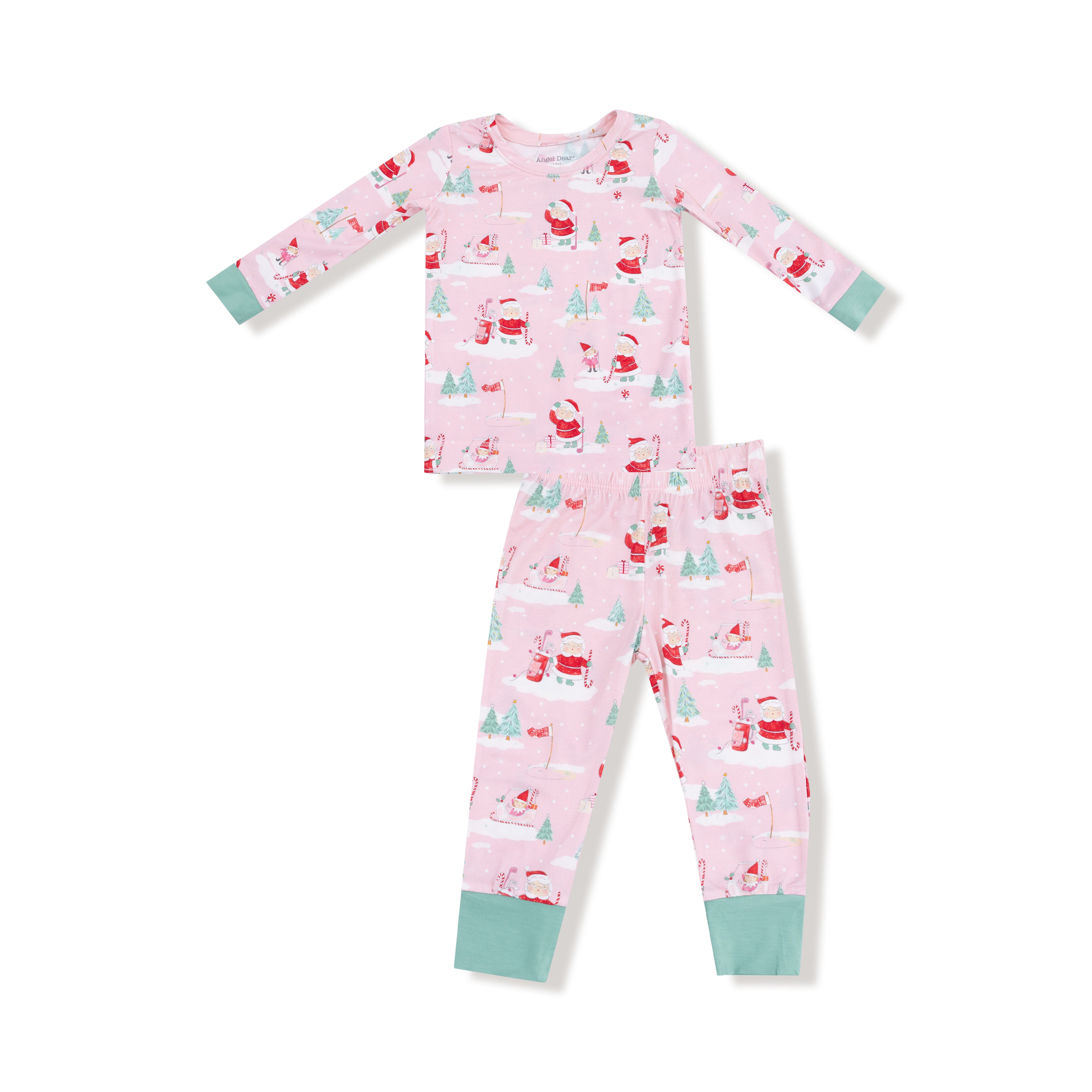 2 Piece Bamboo Lounge Wear Set L/S - Golfing Mrs. Claus & Elves W25