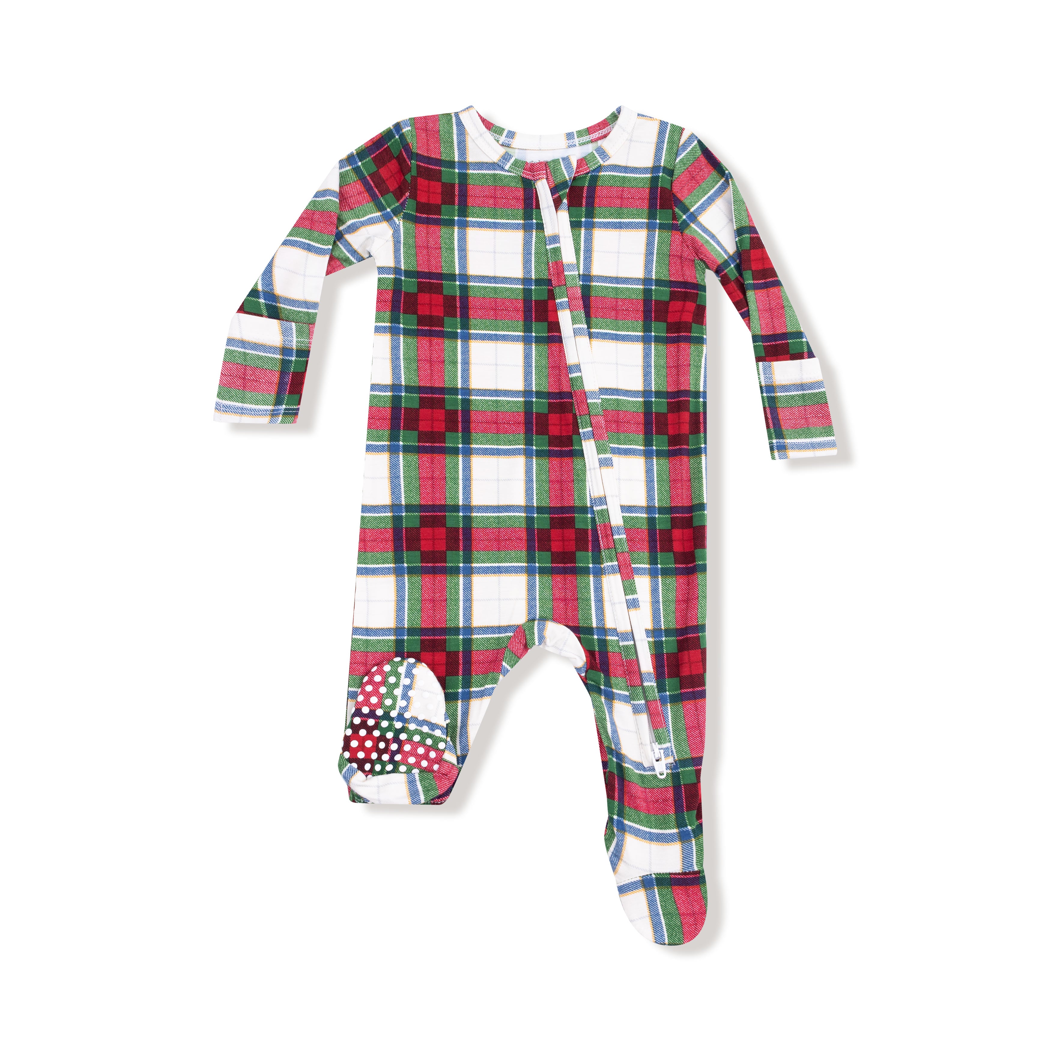 Holiday Plaid 2 Way Zipper Footie W25