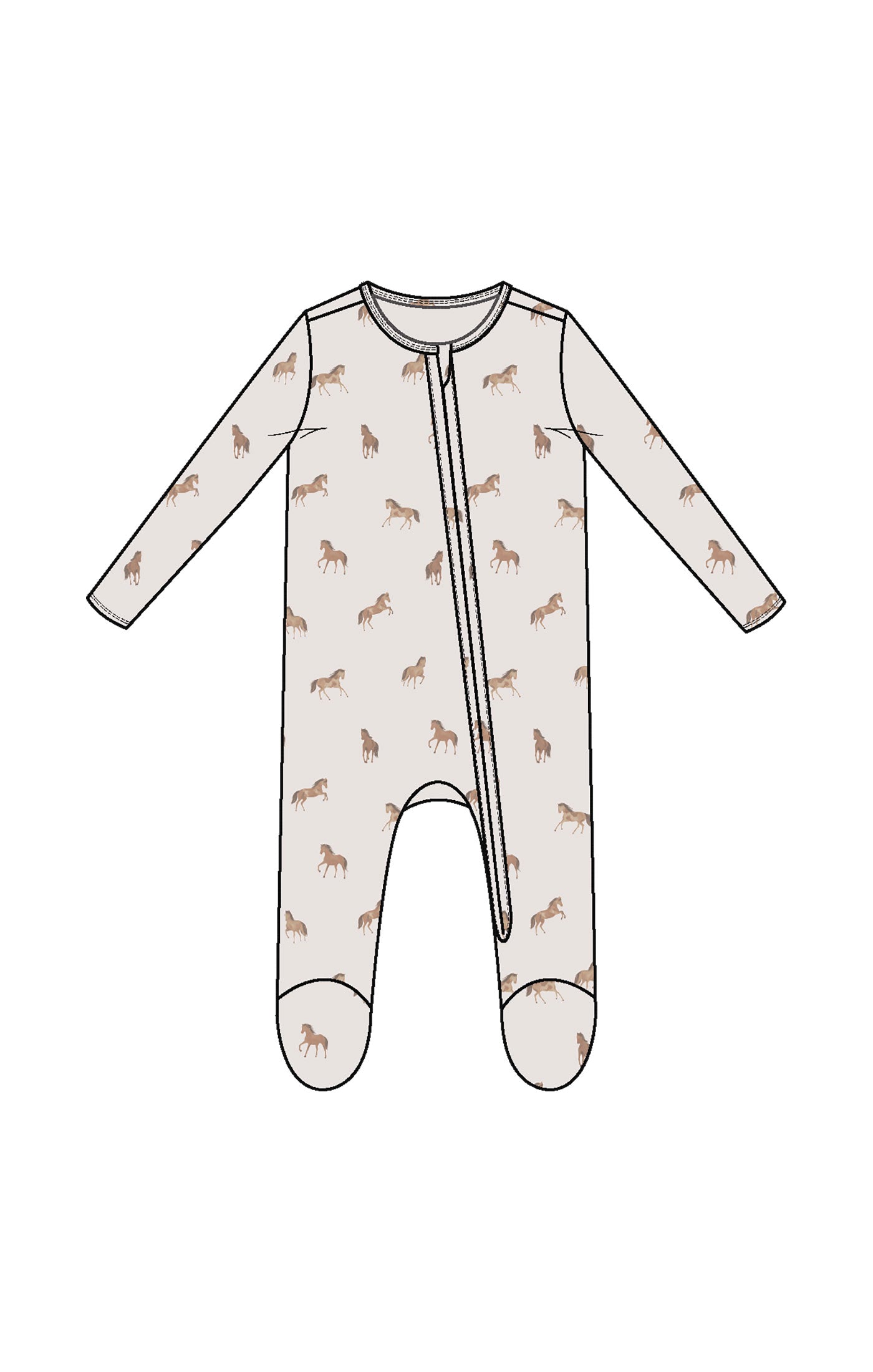Mini Horses 2 Way Zipper Footie W25