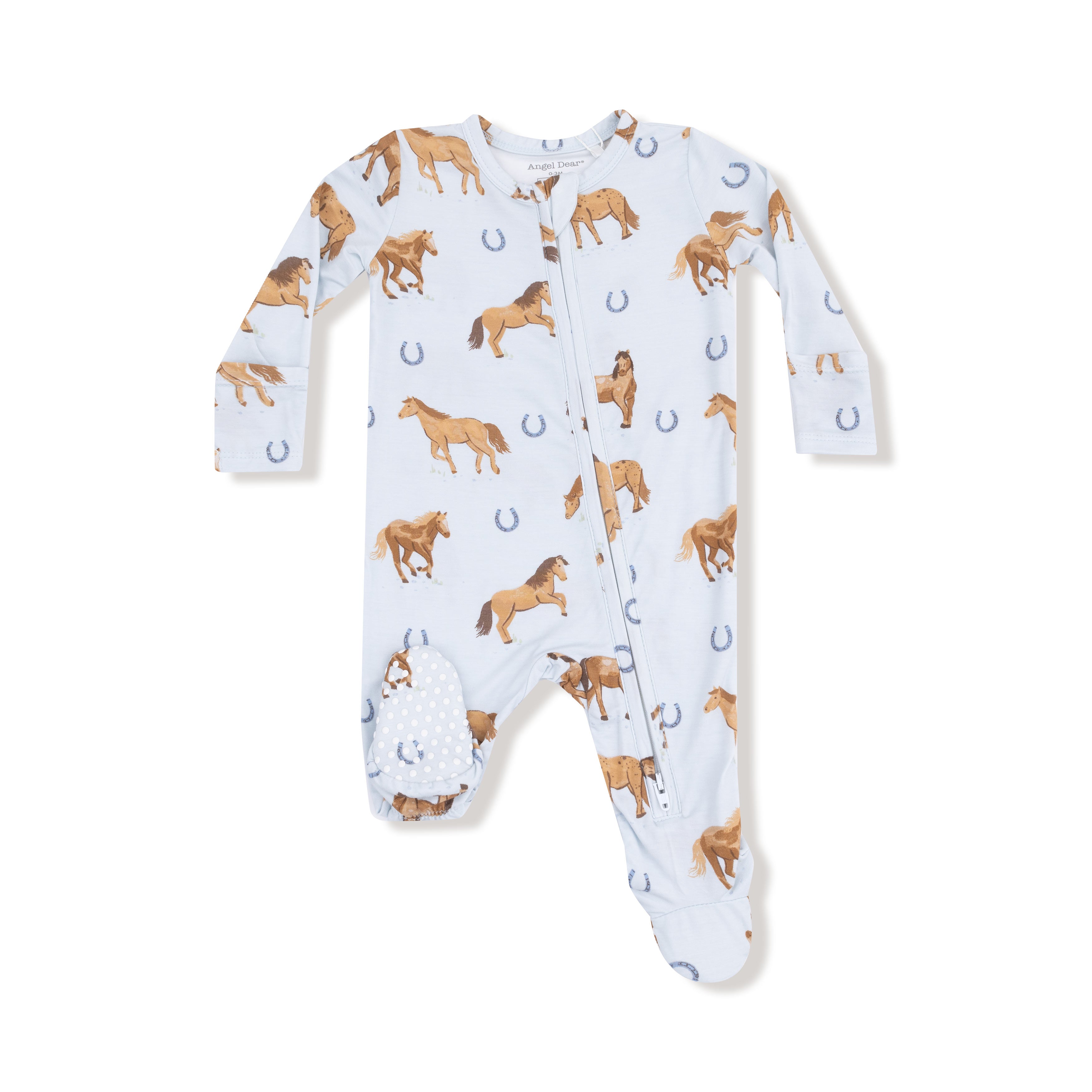 Horses Blue 2 Way Zipper Footie W25