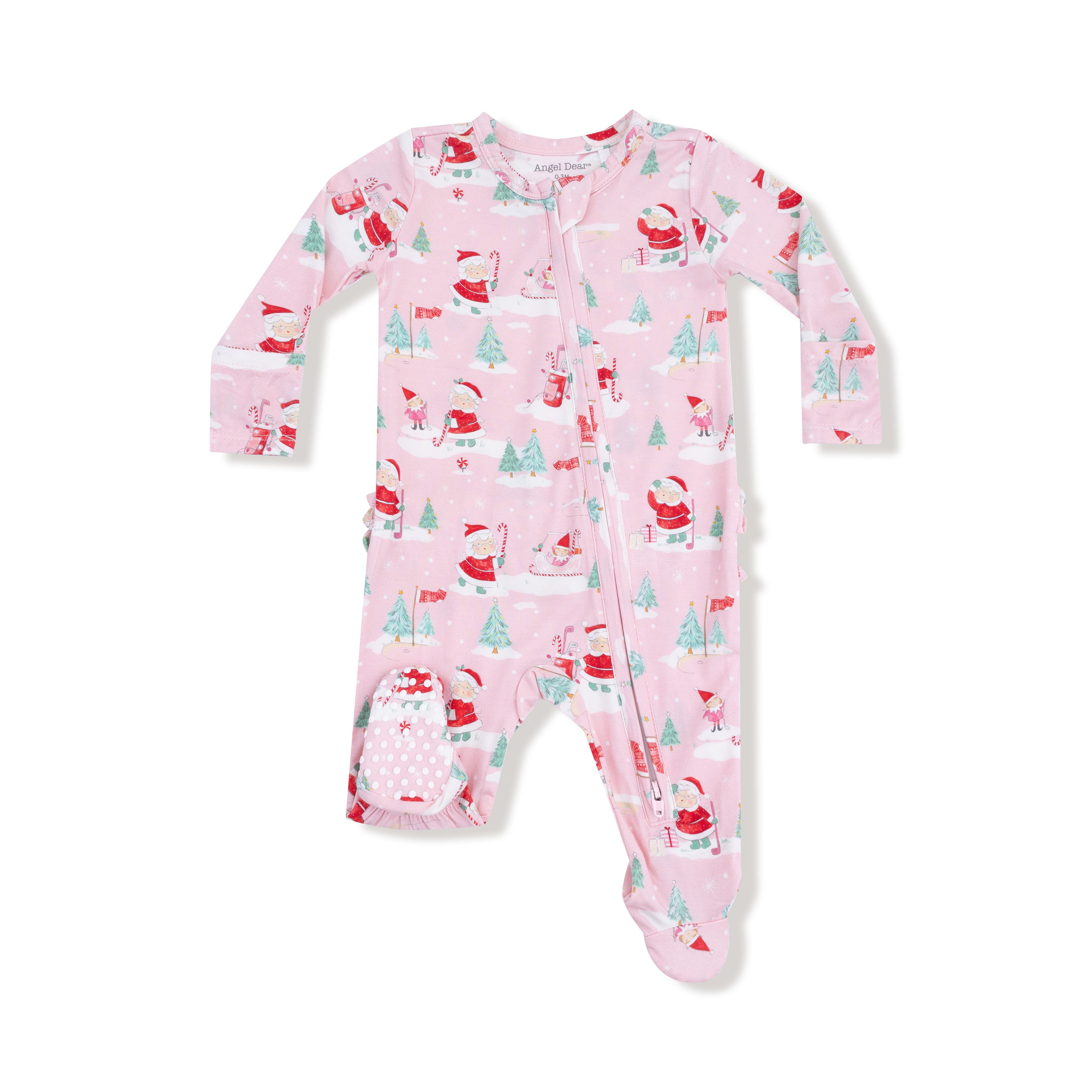 Golfing Mrs. Claus & Elvesl 2 Way Zipper Footie W25