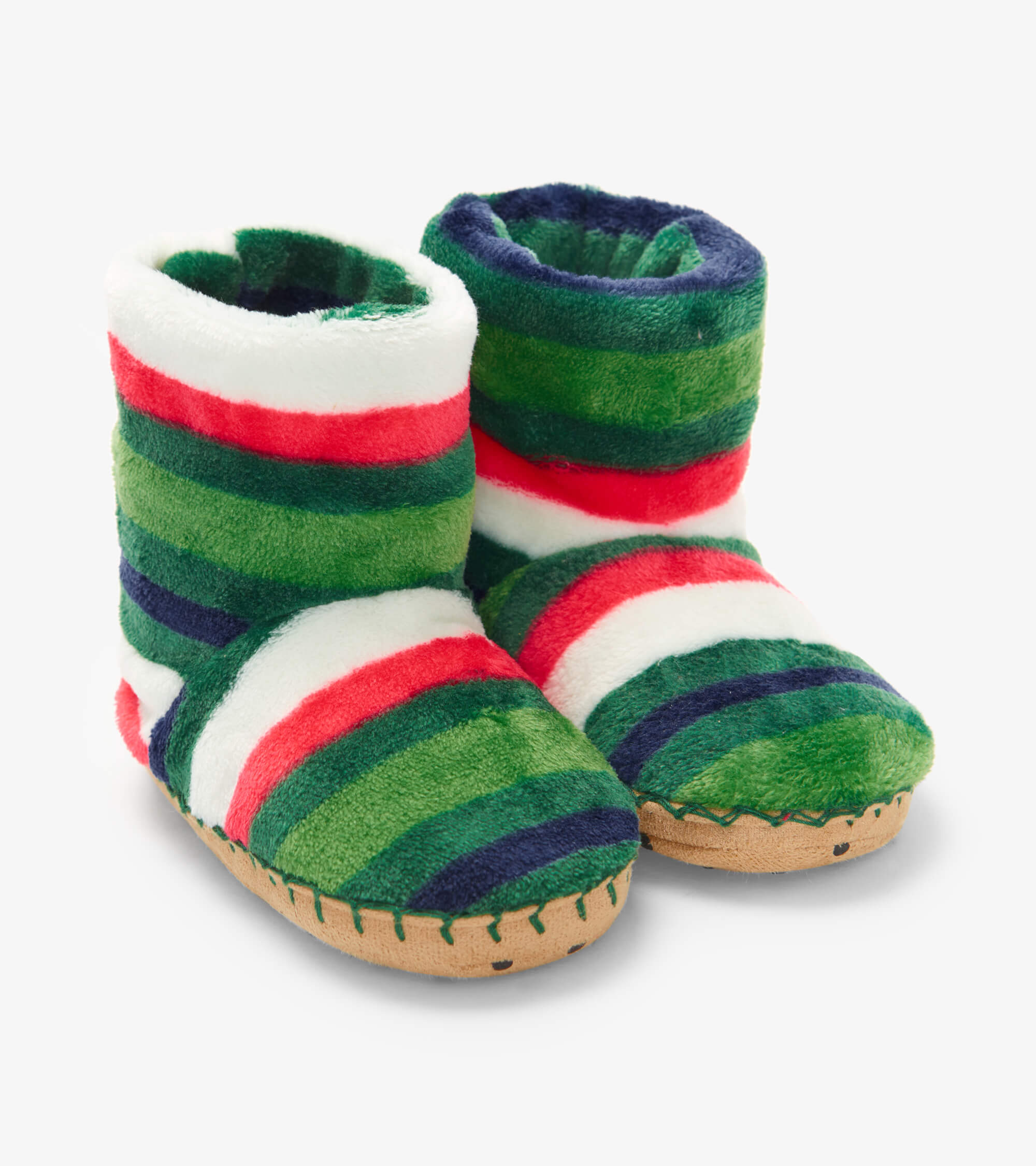 Holiday Stripes Fleece Slippers