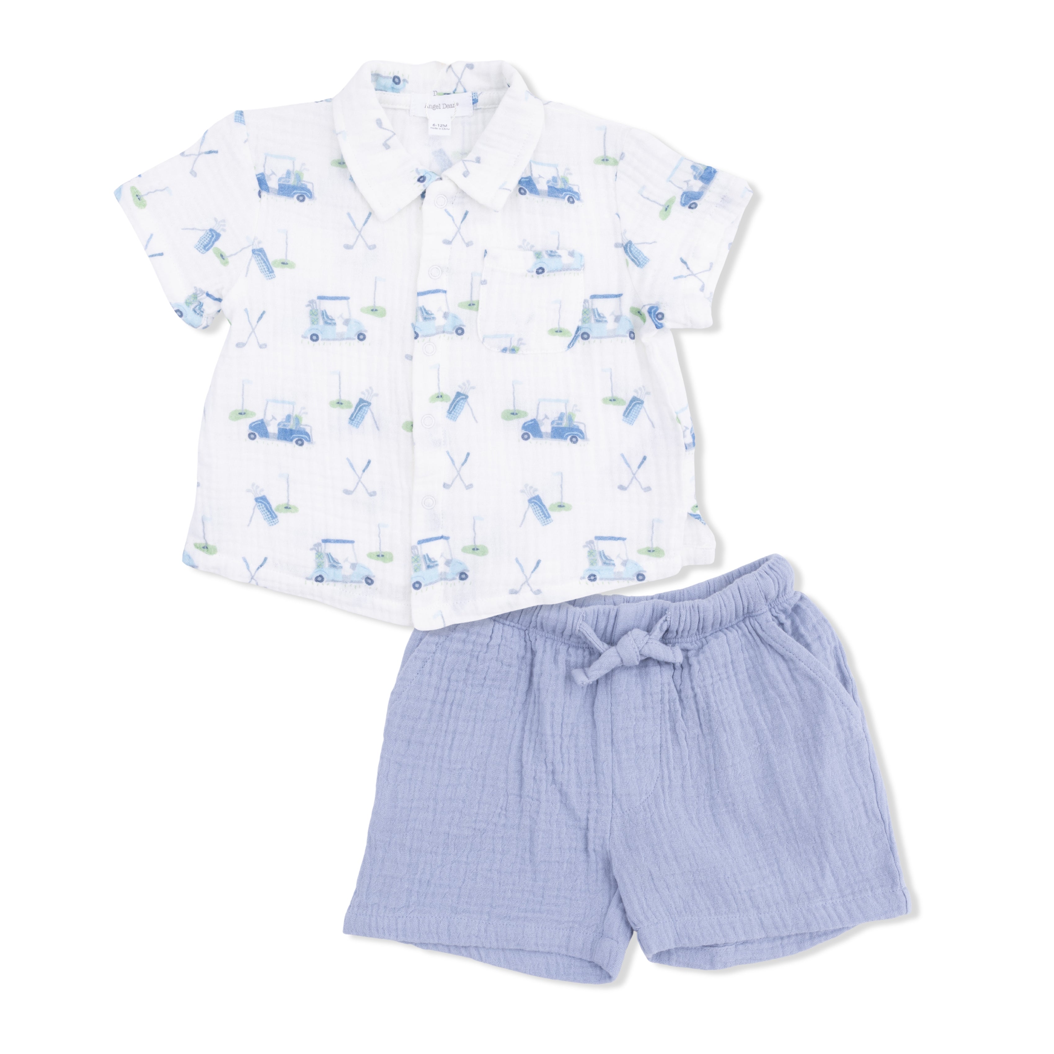 Baby Golf Carts Blue- Polo Muslin with Casual Short S26