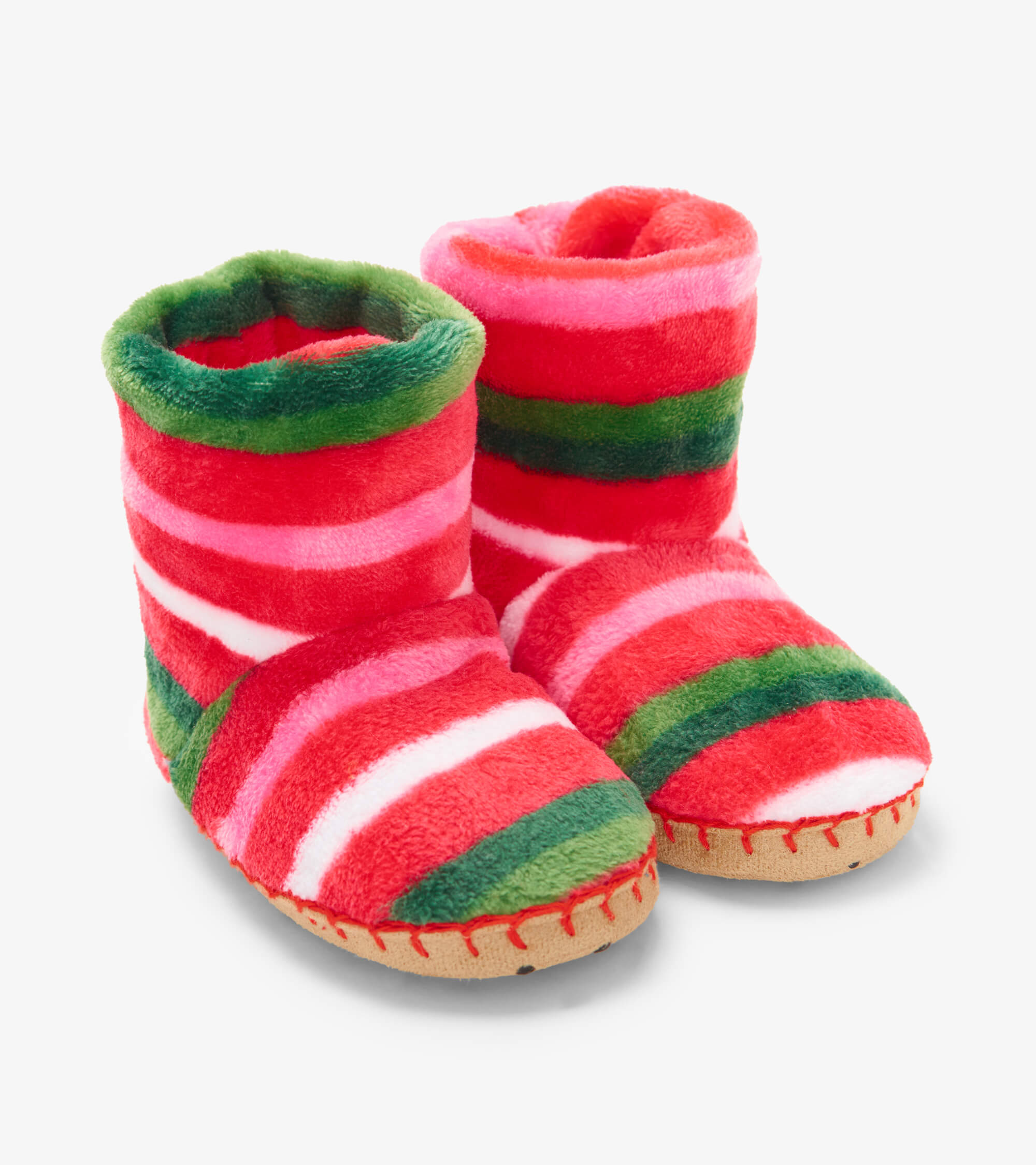 Candy Cane Stripes Fleece Slippers