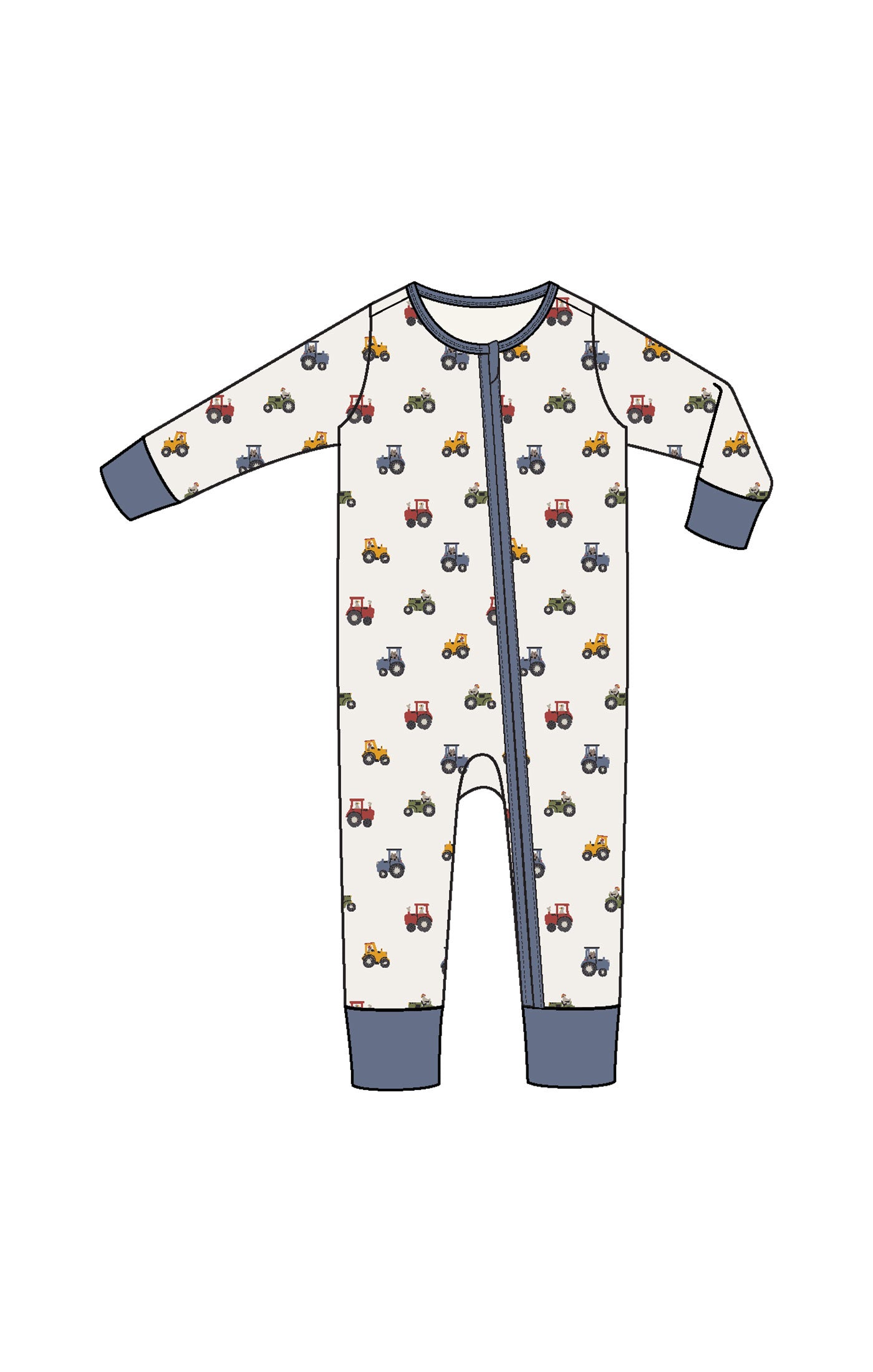 Mini Tractors 2 Way Zipper Romper W25