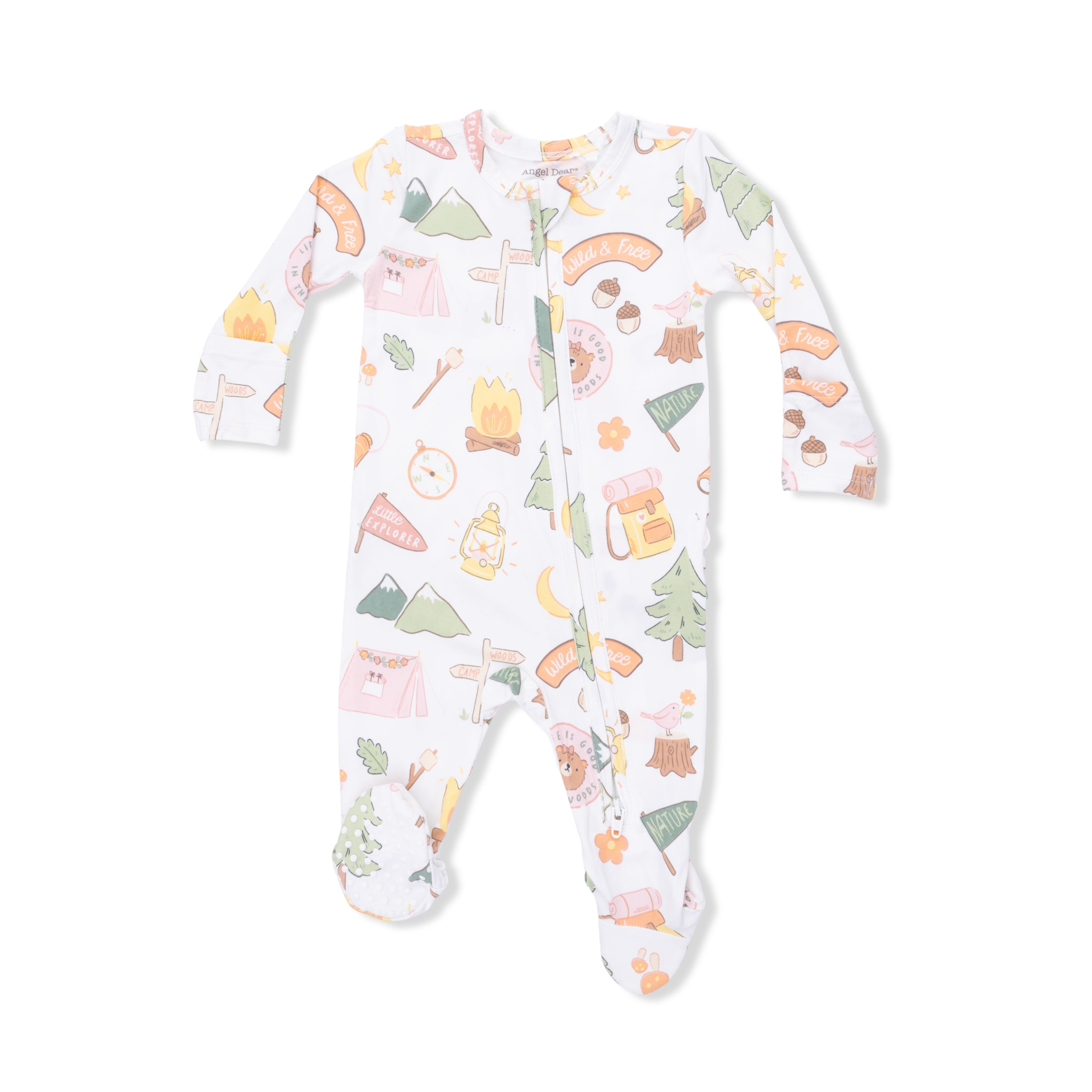 Camping Pink - 2 Way Ruffle Back Zipper Footie S26