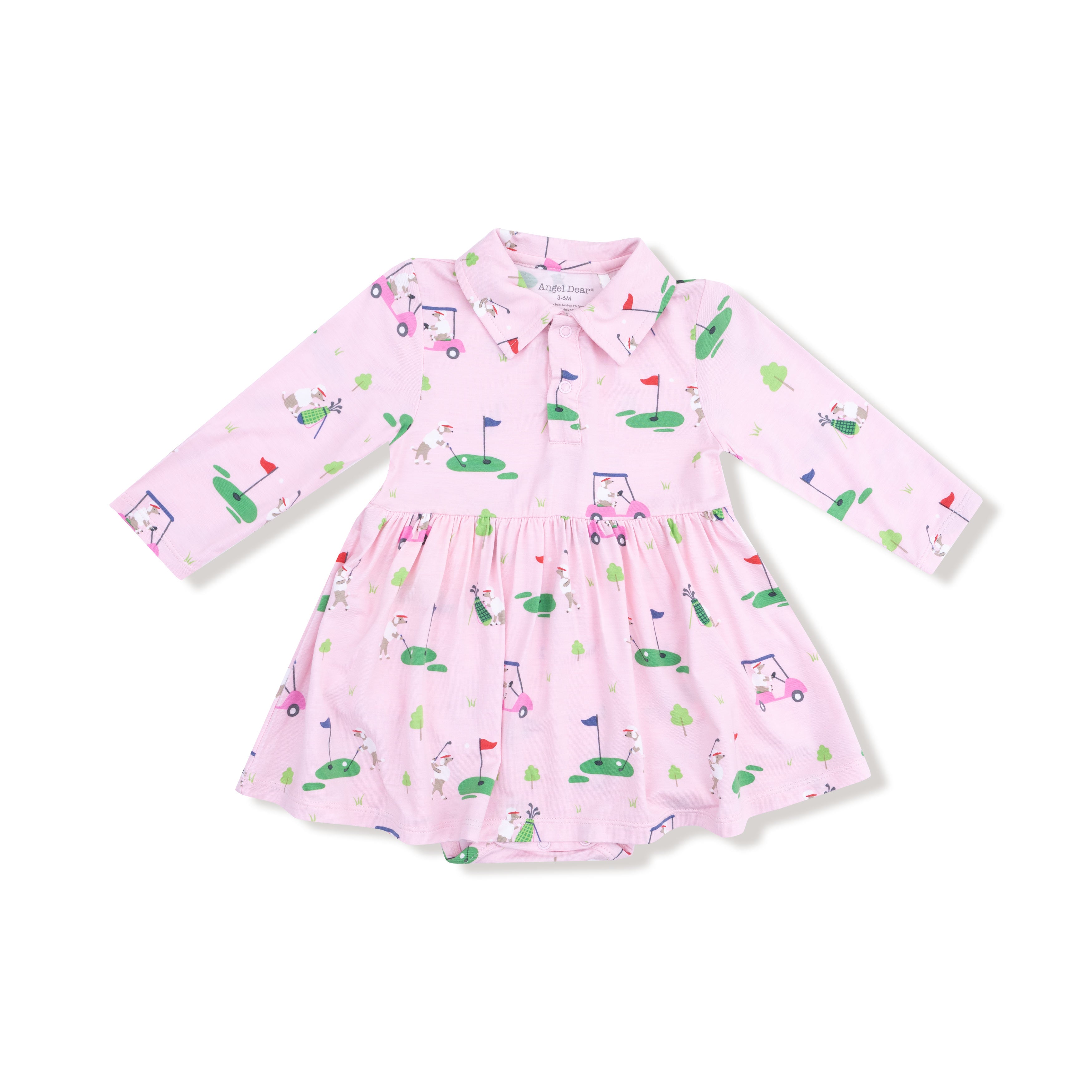 Dog Gone Golf Pink Polo Collar Bodysuit Dress W25