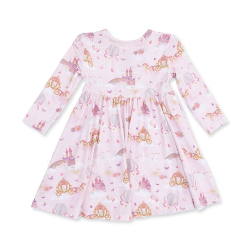 Angel Dear Princess Unicorns and Castle Twirly Long Sleeve Dress with Bike Short