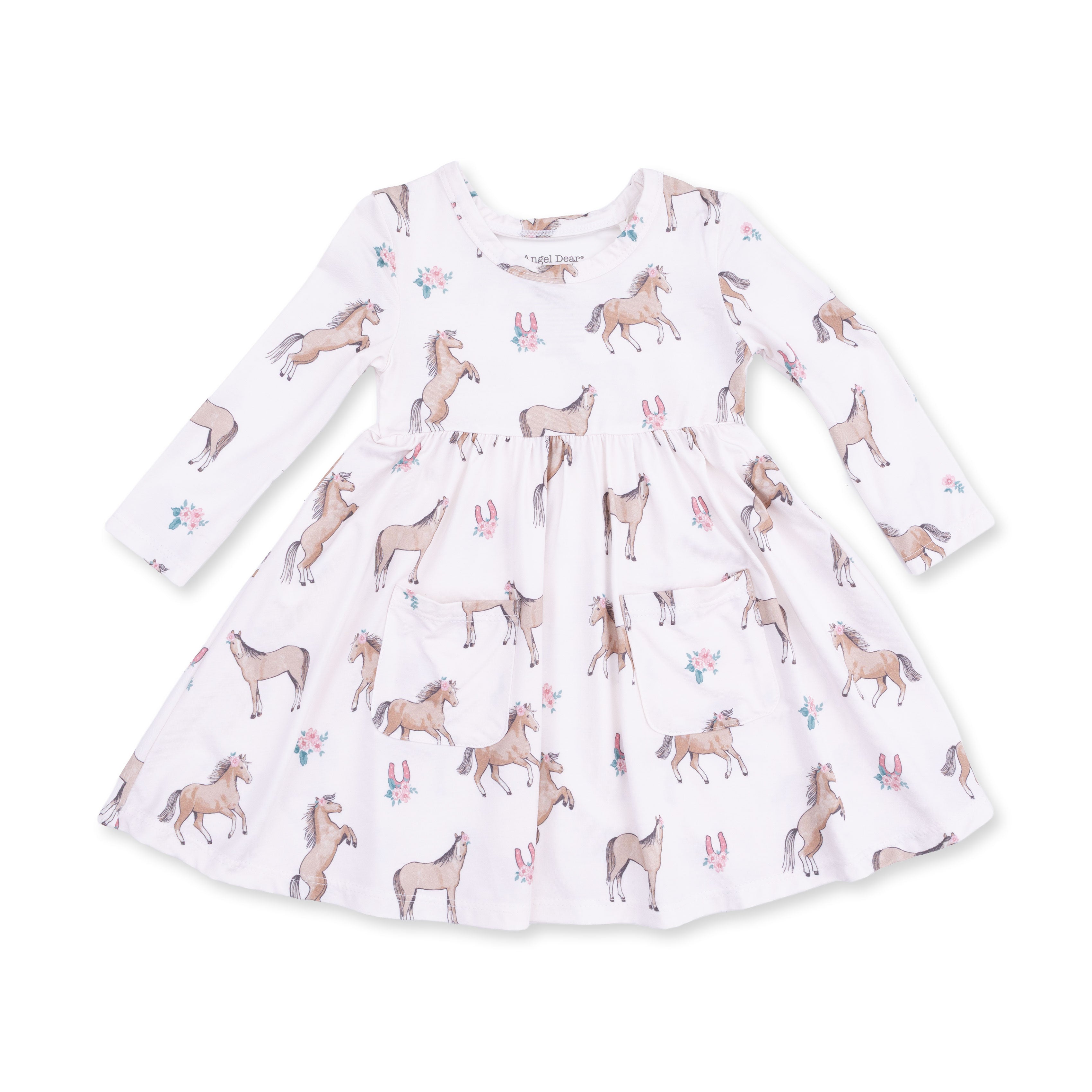 Angel Dear I Love Horses Twirly Long Sleeve Dress