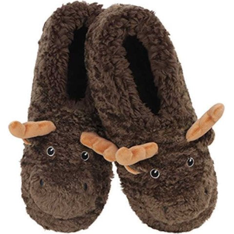 Snoozies Kids' Furry Foot Pals Slippers - Brown Moose