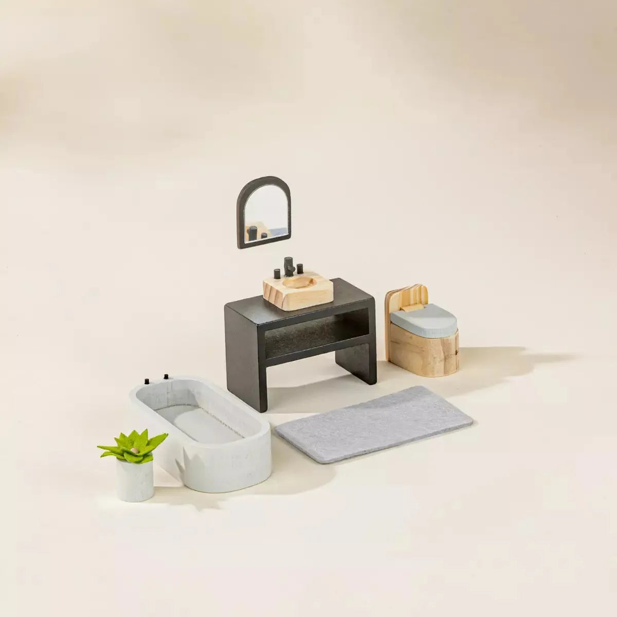 Coco Village Wooden Doll House Bathroom Furniture (6pcs)
