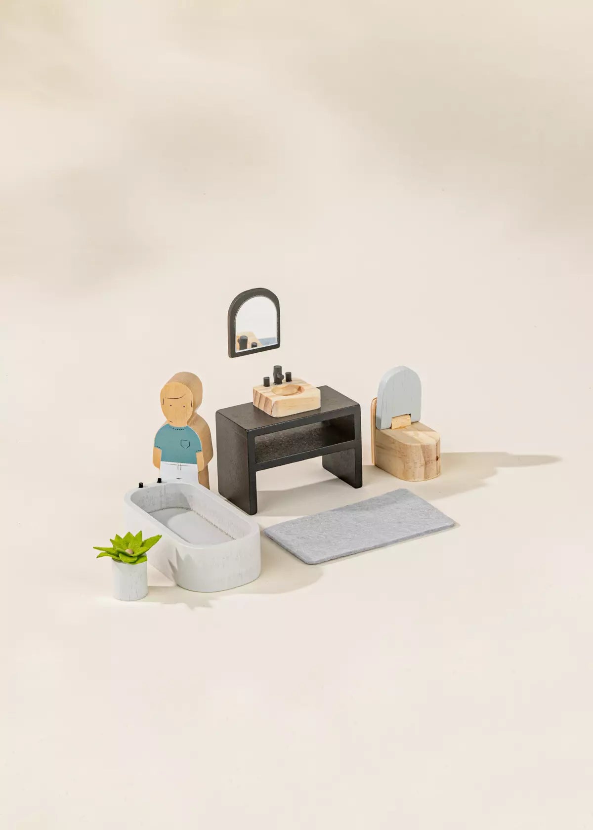 Coco Village Wooden Doll House Bathroom Furniture (6pcs)