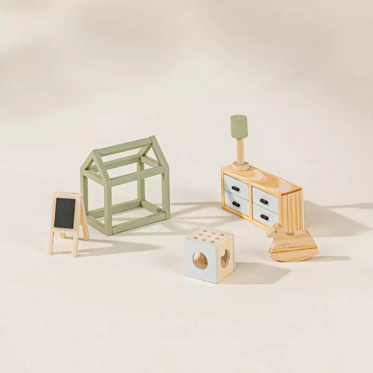 Coco Village Wooden Doll House Kids Room Furniture (7pcs)